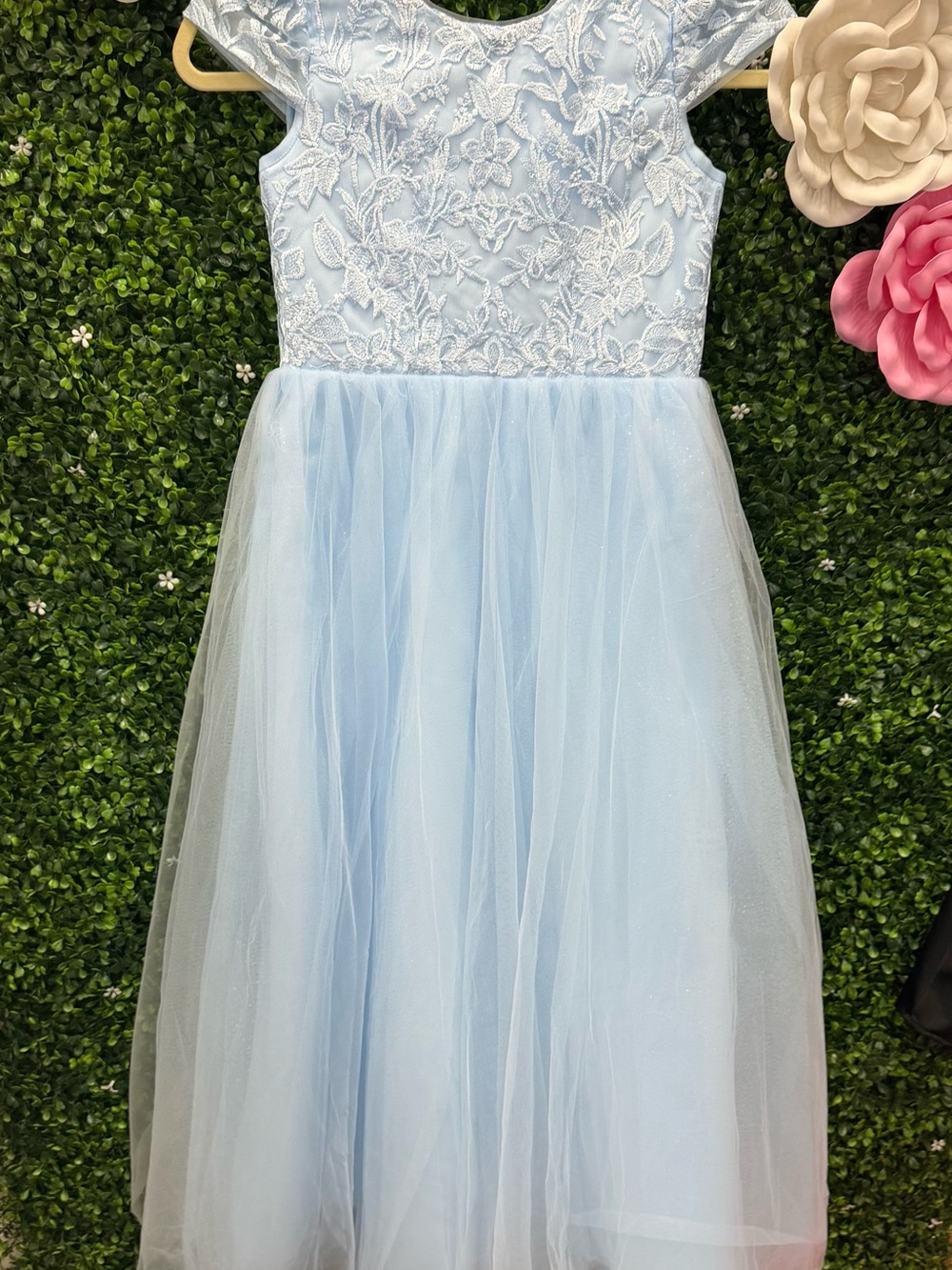 Blue Lace & Tulle Girls' Formal Dress